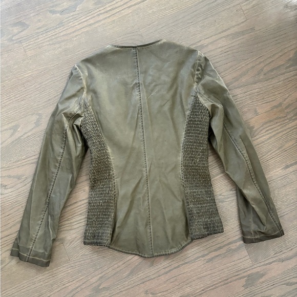 Luii Dark Green Olive Faux Leather Jacket Women’s Size Small - Picture 7 of 10